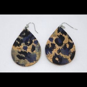 Handmade earrings- navy Leopard